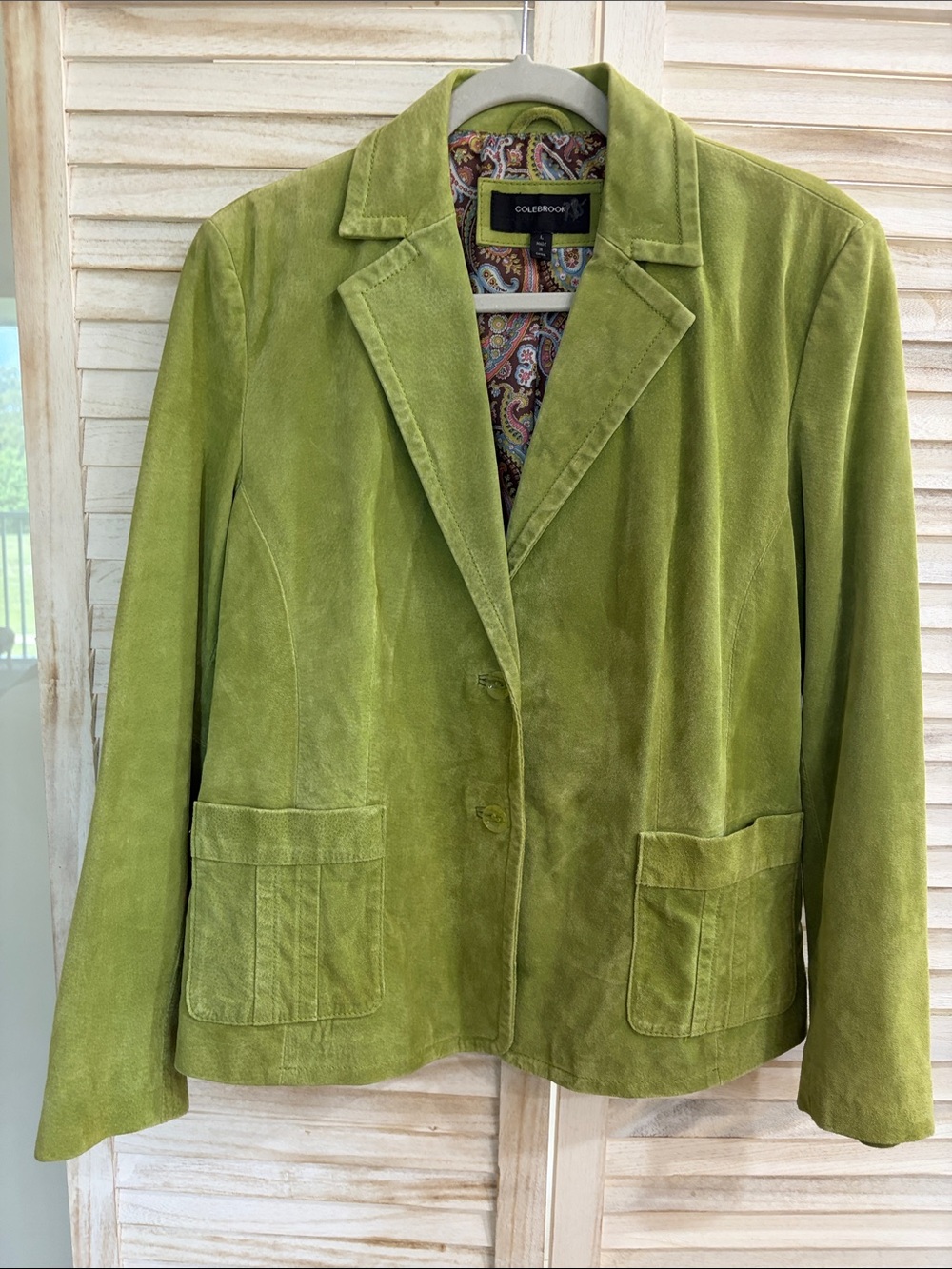 Colebrook Lime Green Suede Blazer Jacket